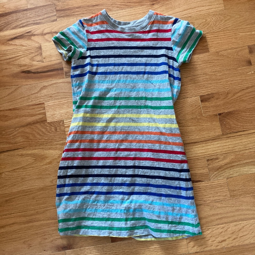 Girl's Primary Rainbow Stripe Dress
